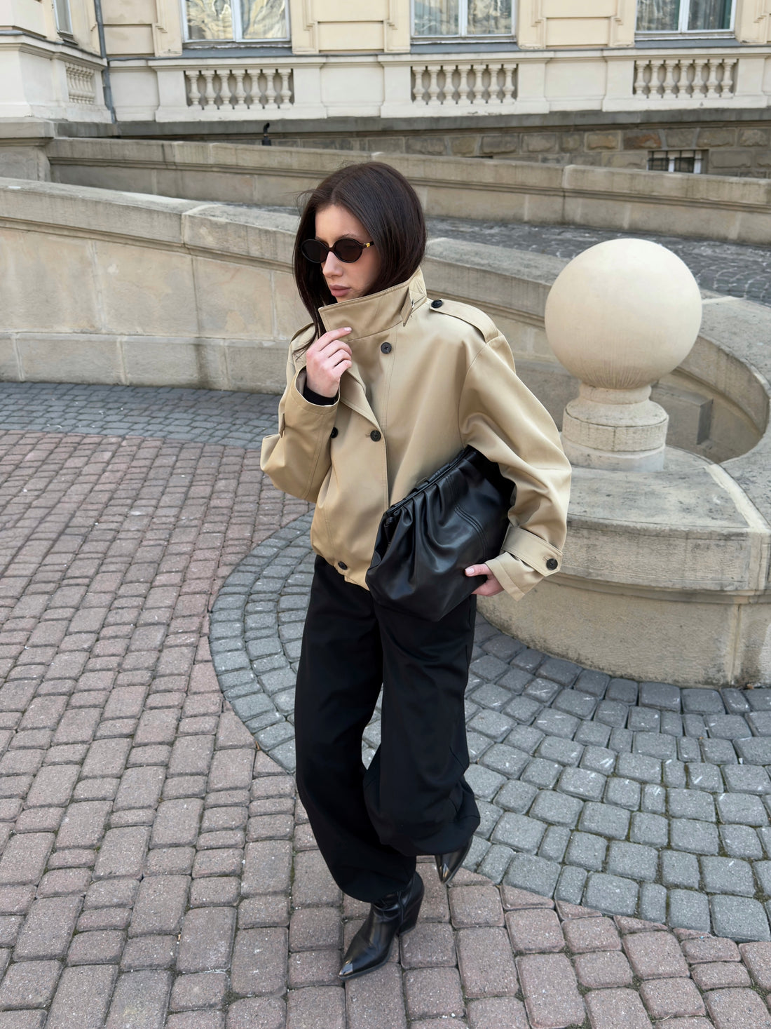 Cropped trench coat