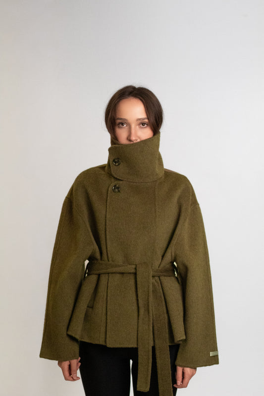 Matcha wool short coat