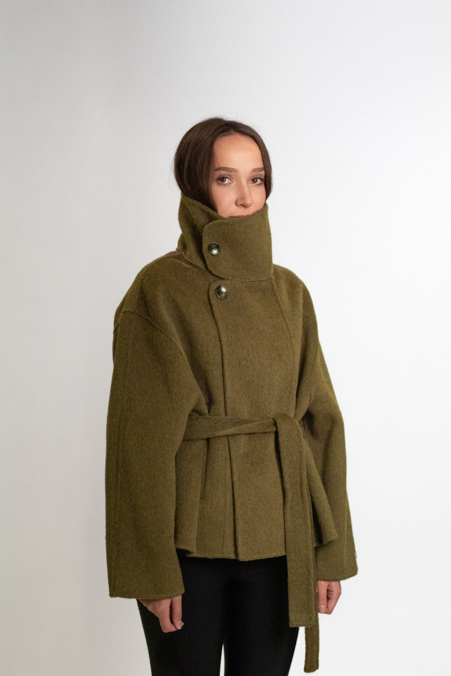 Matcha wool short coat