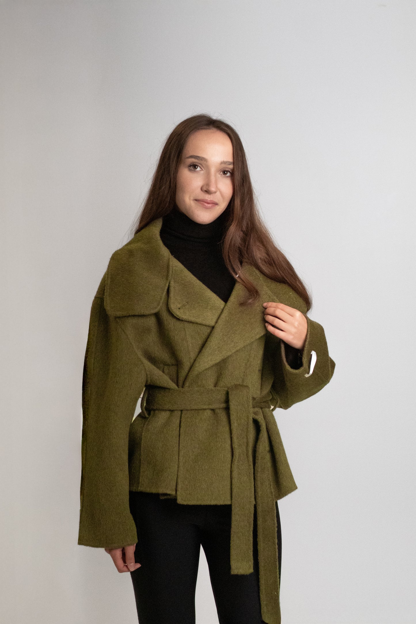 Matcha wool short coat