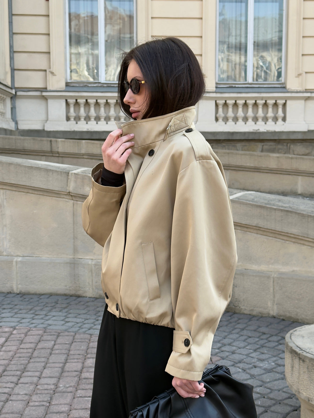 Cropped trench coat