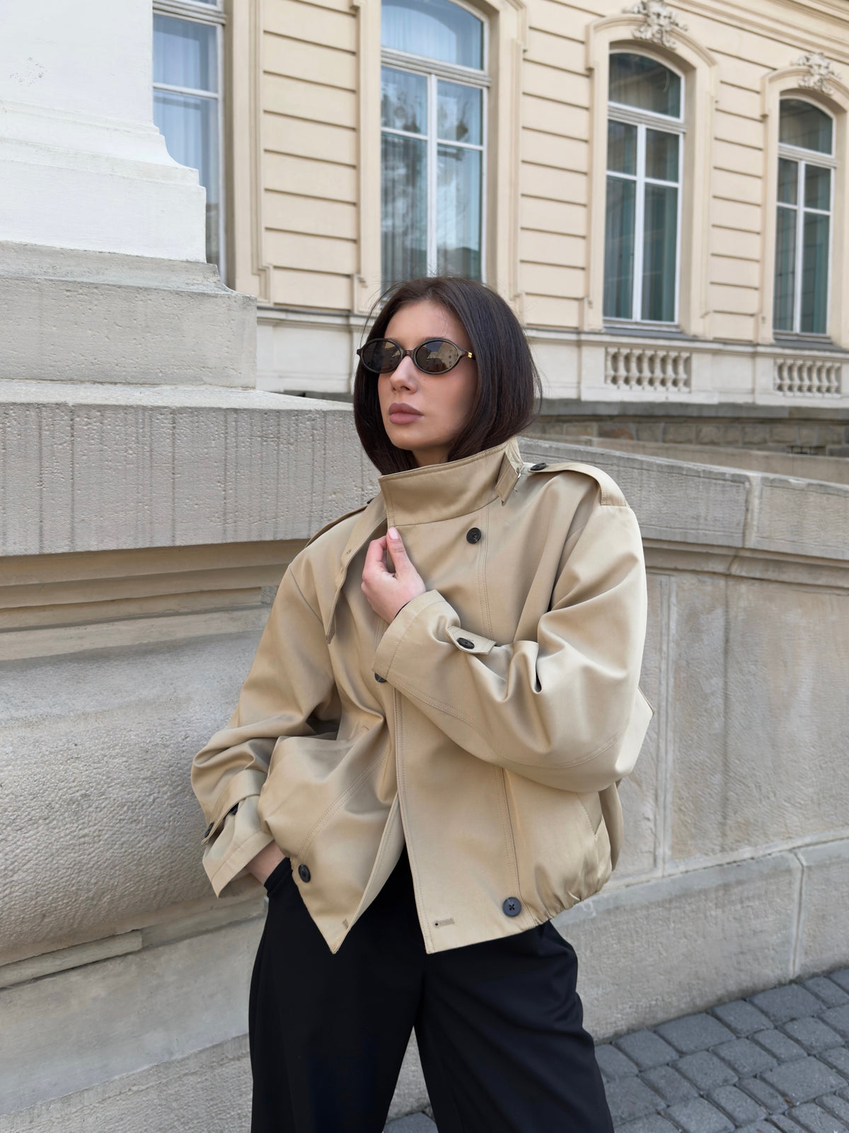 Cropped trench coat