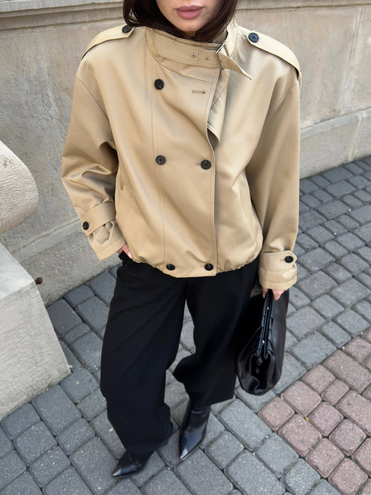 Cropped trench coat