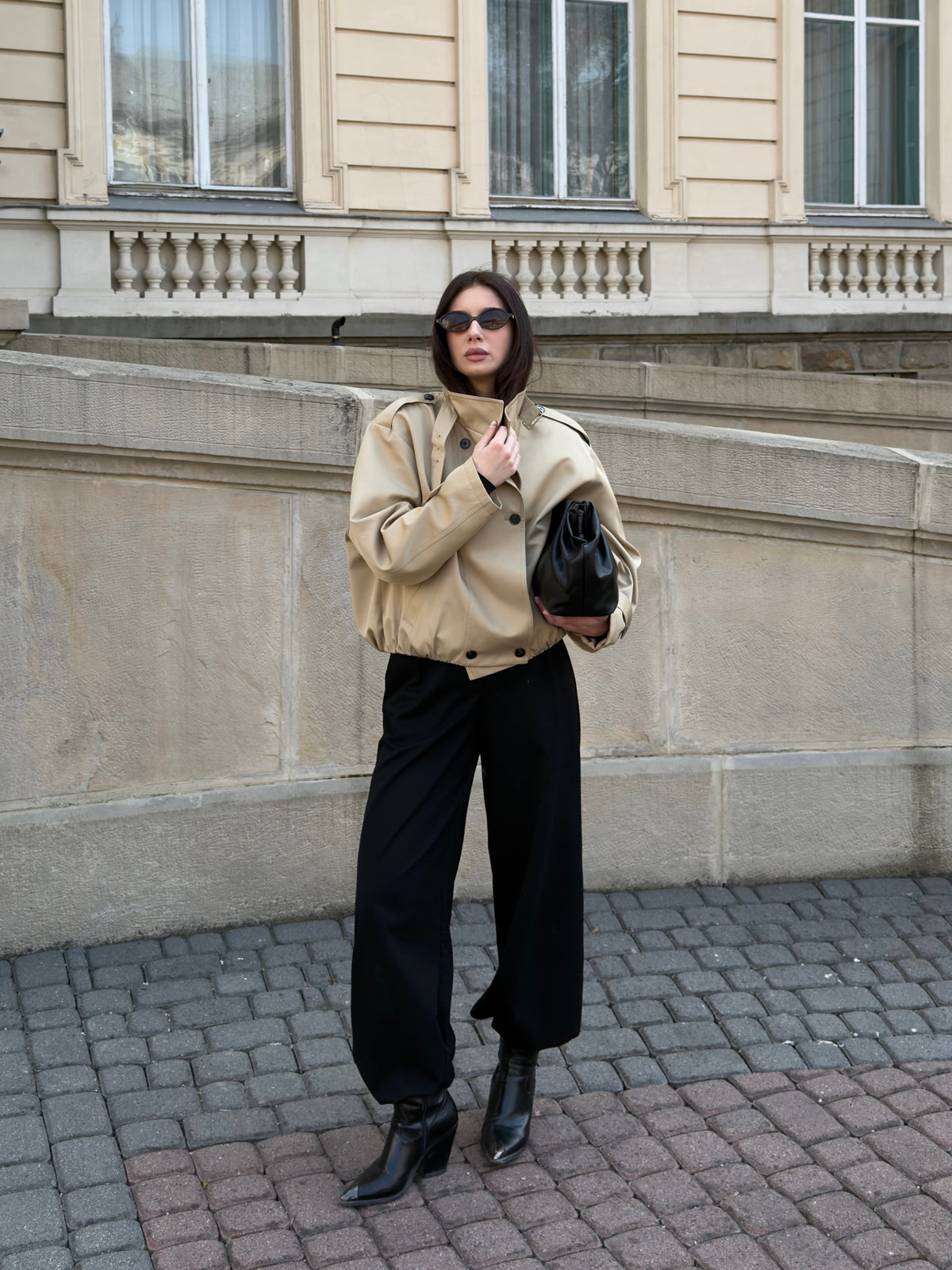 Cropped trench coat