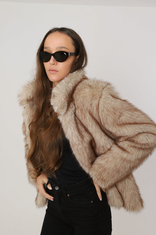 Cappuccino faux fur coat