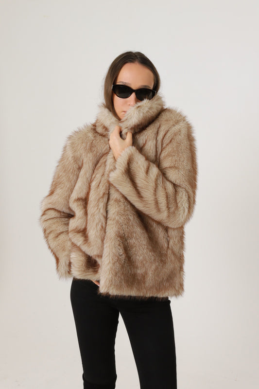 Cappuccino faux fur coat