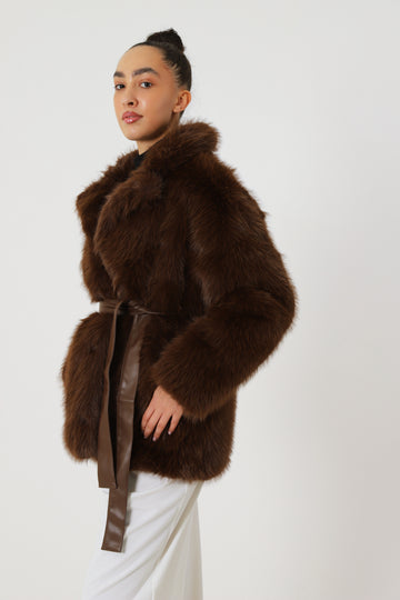 Amaretto faux fur coat