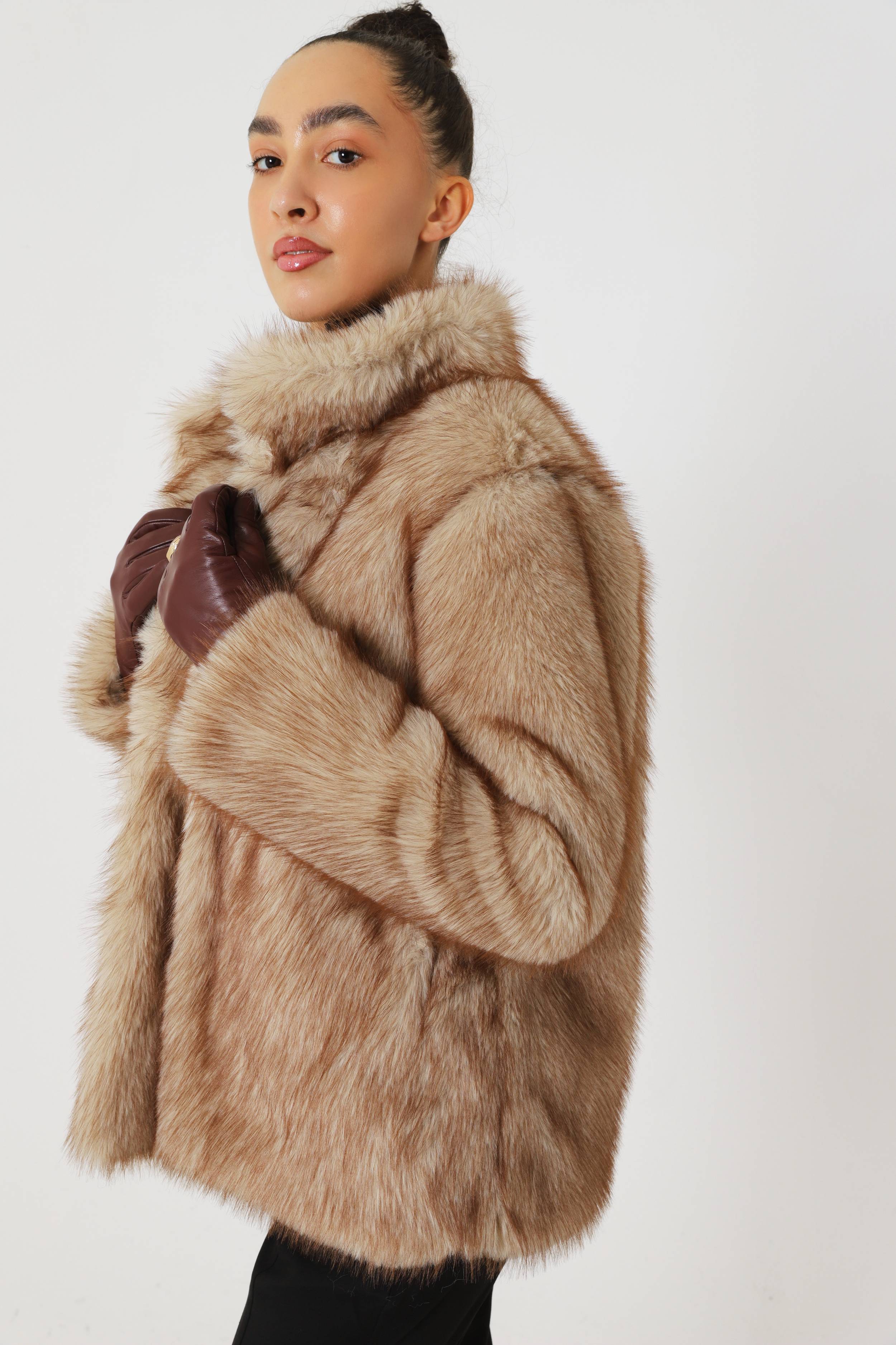 Cappuccino faux fur coat