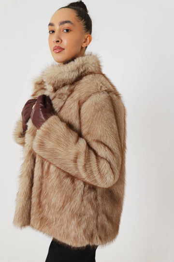 Cappuccino faux fur coat