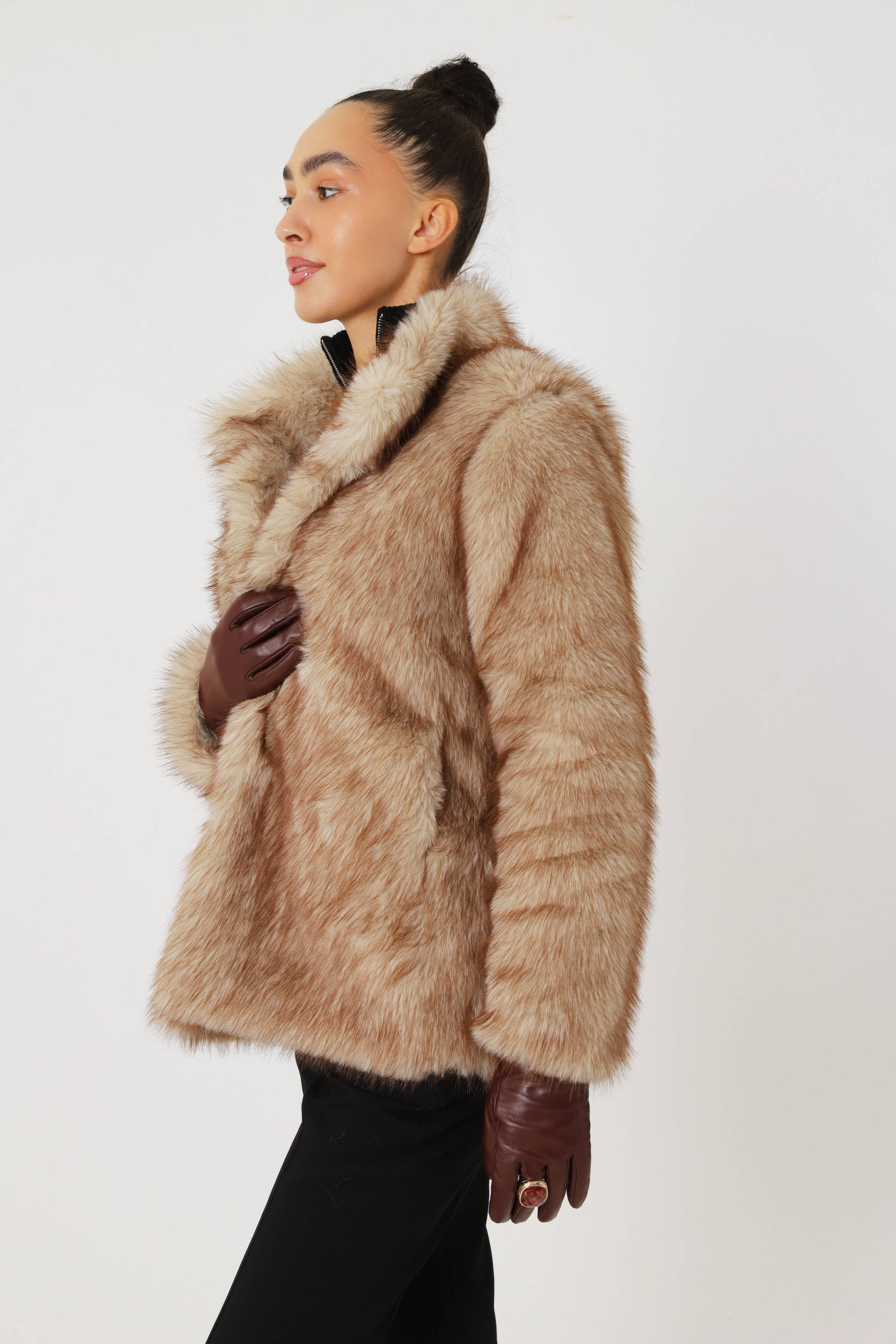 Cappuccino faux fur coat