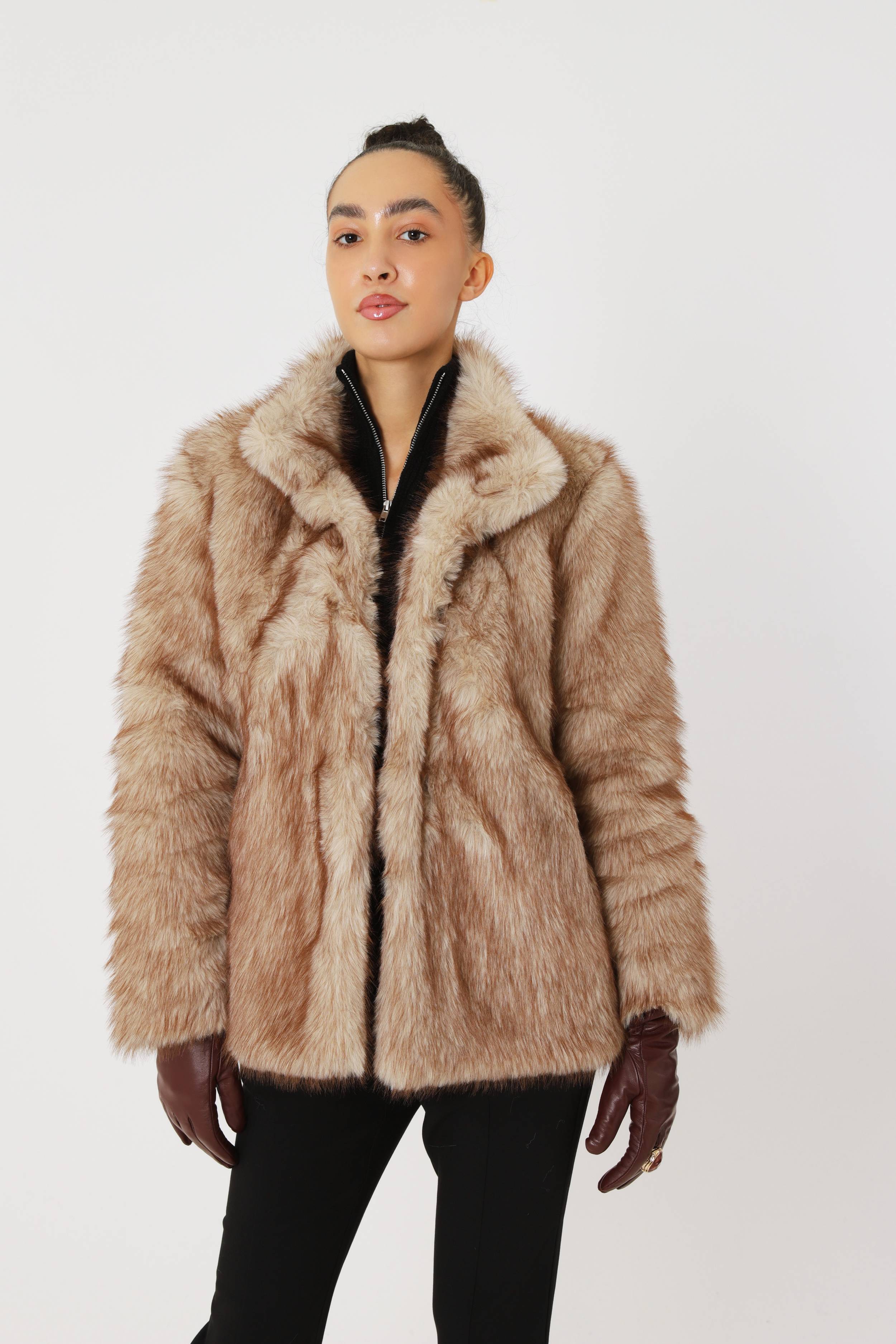 Cappuccino faux fur coat
