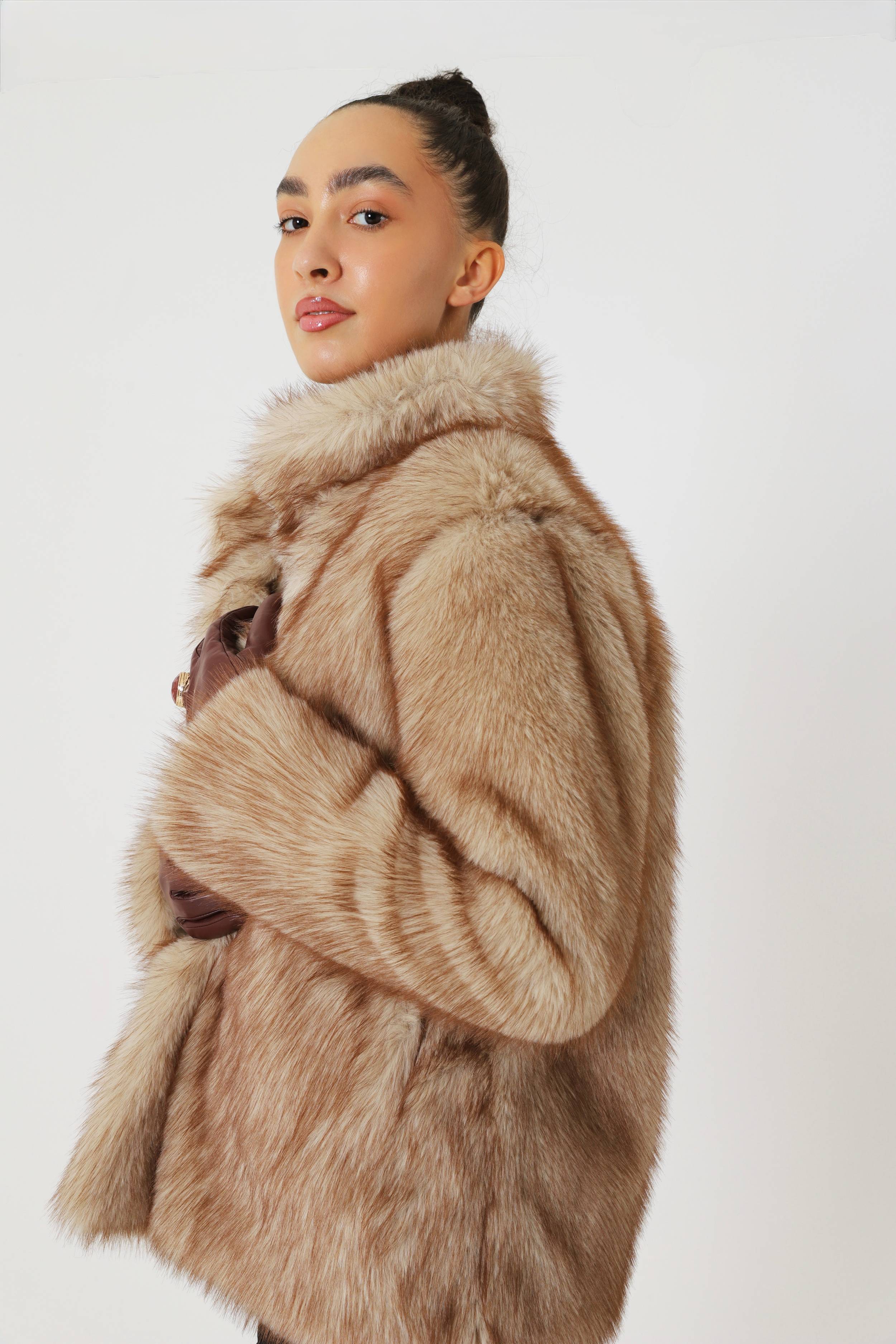 Cappuccino faux fur coat