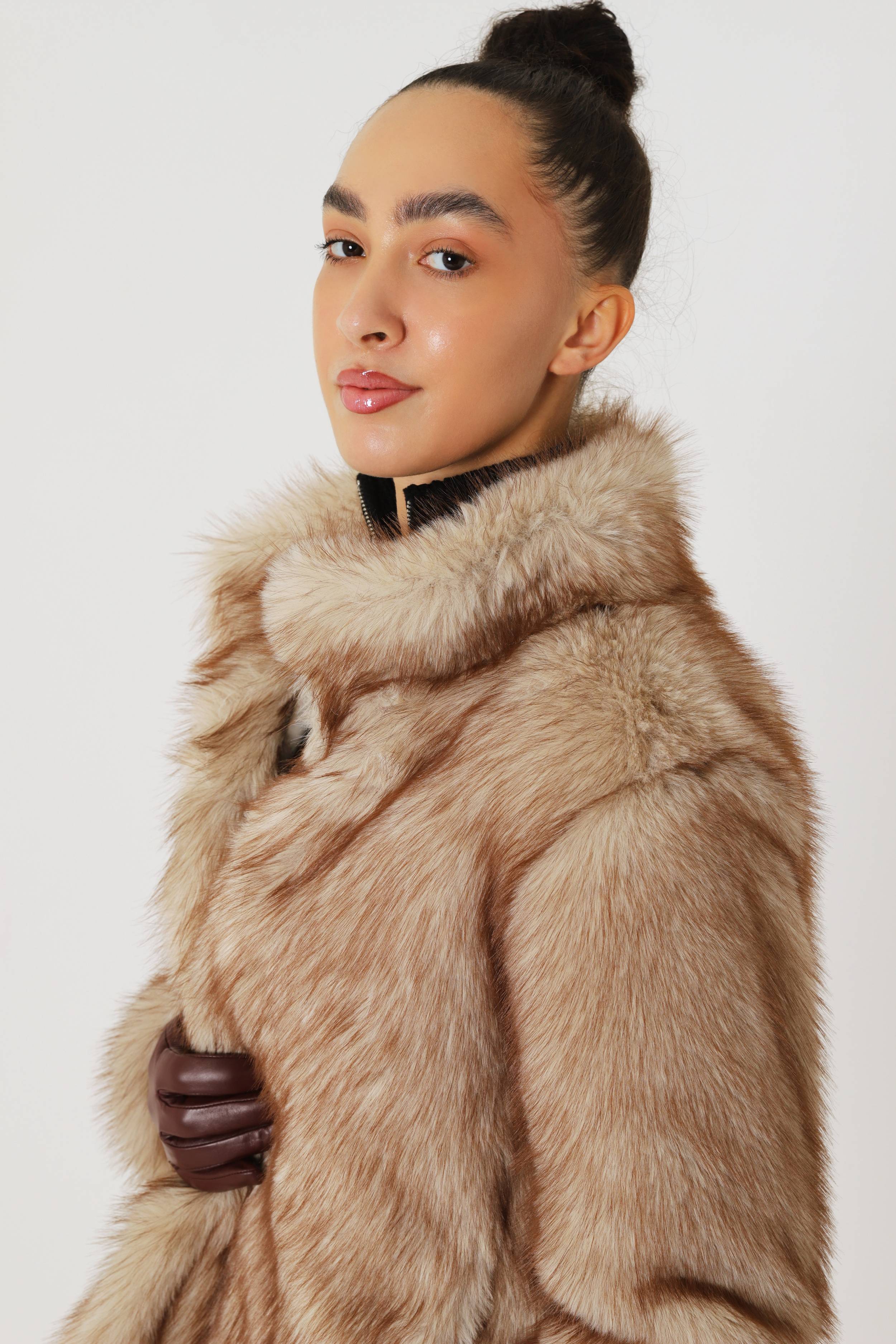 Cappuccino faux fur coat