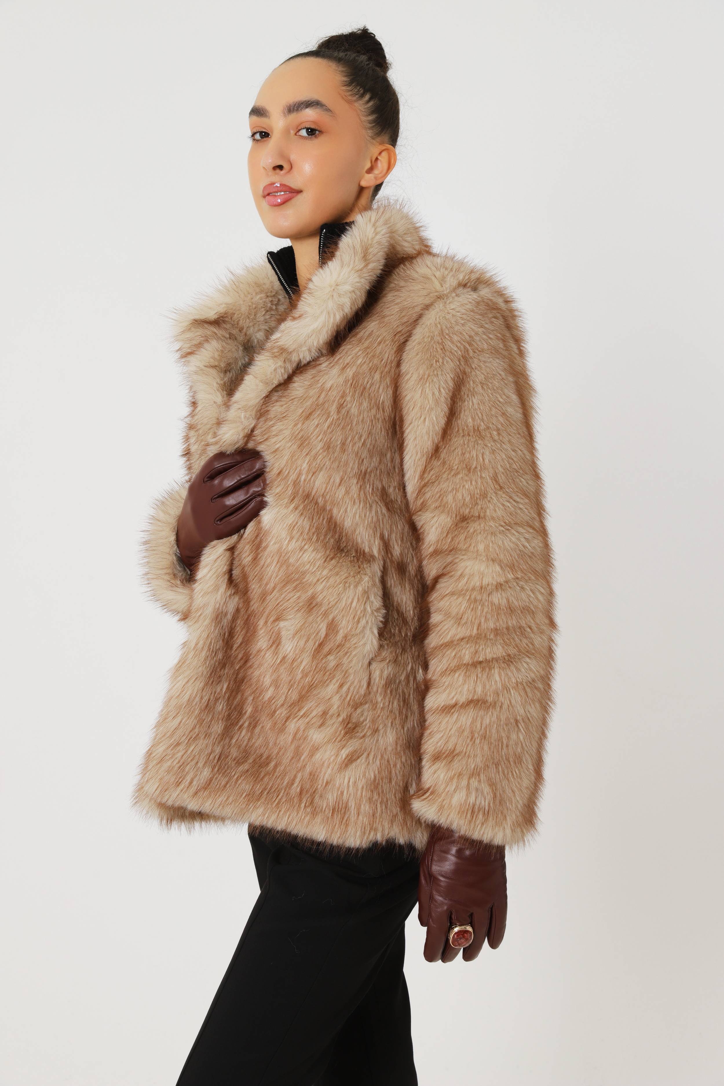 Cappuccino faux fur coat