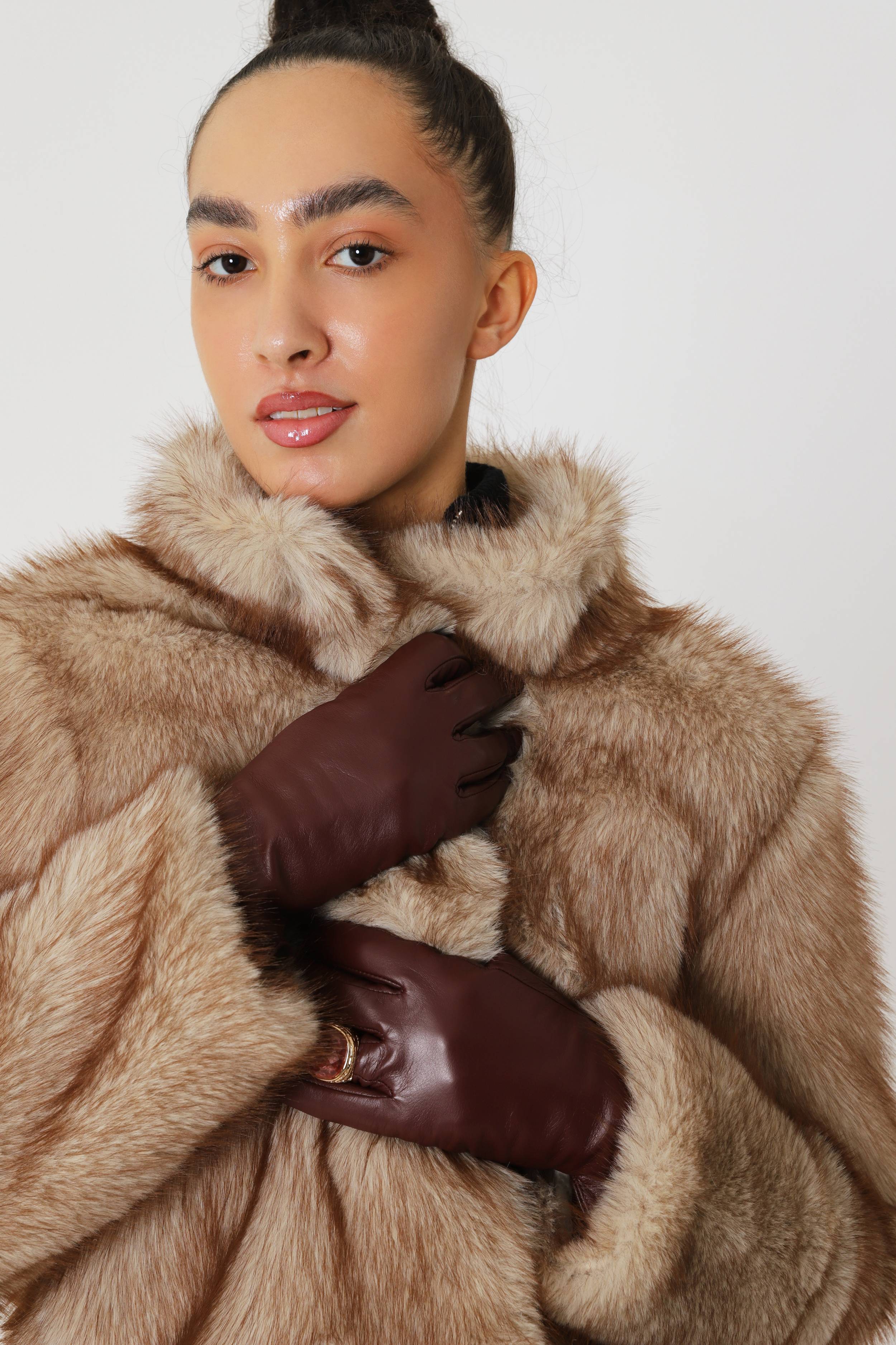 Cappuccino faux fur coat