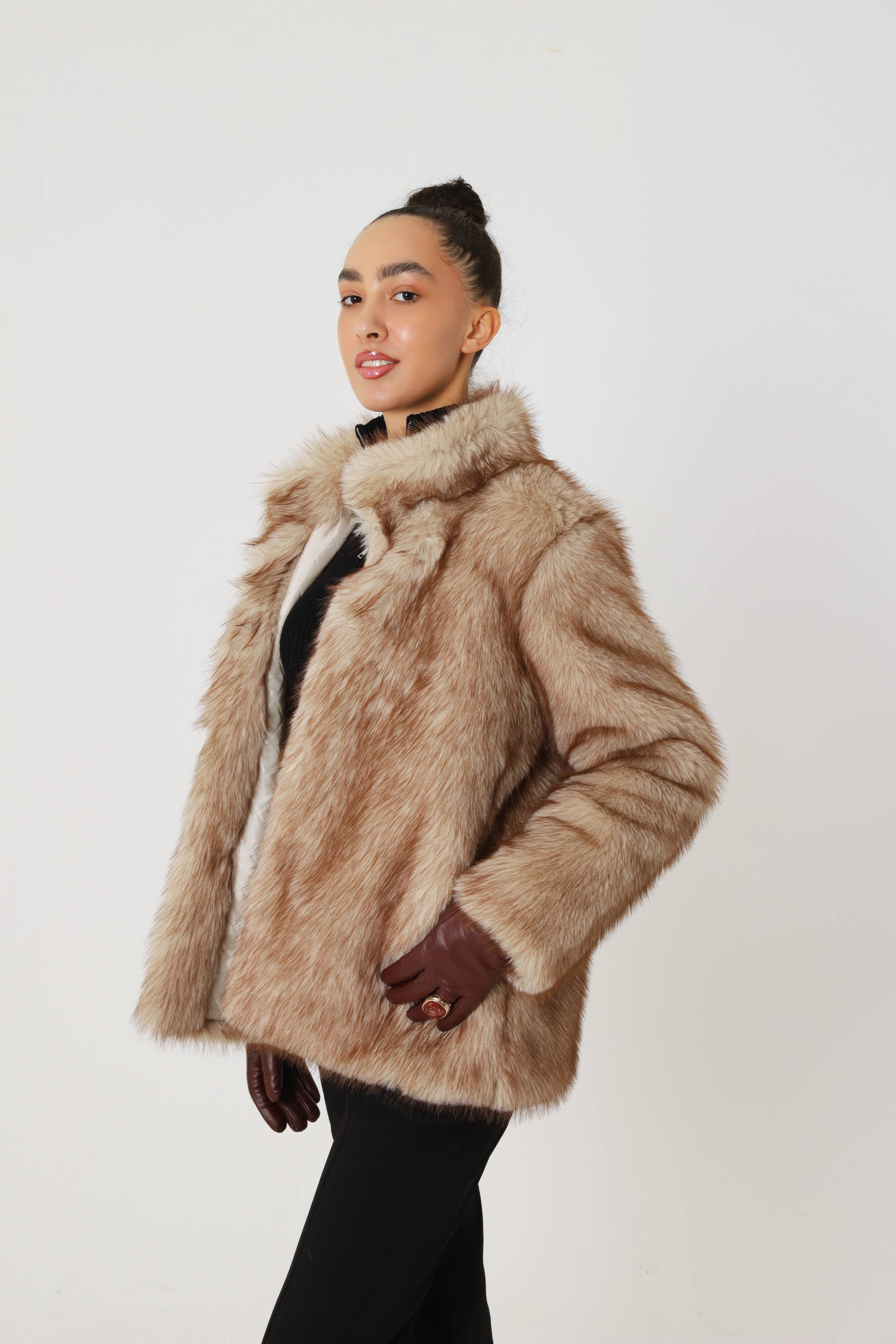 Cappuccino faux fur coat