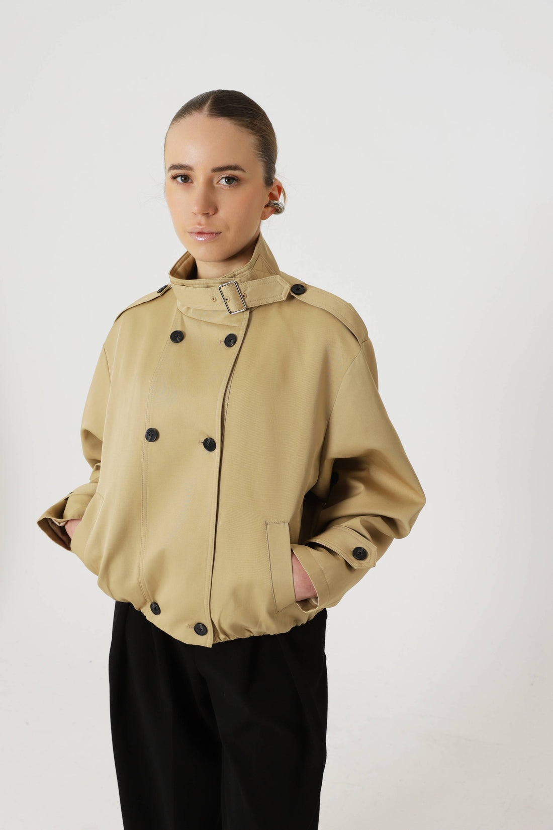 Cropped trench coat