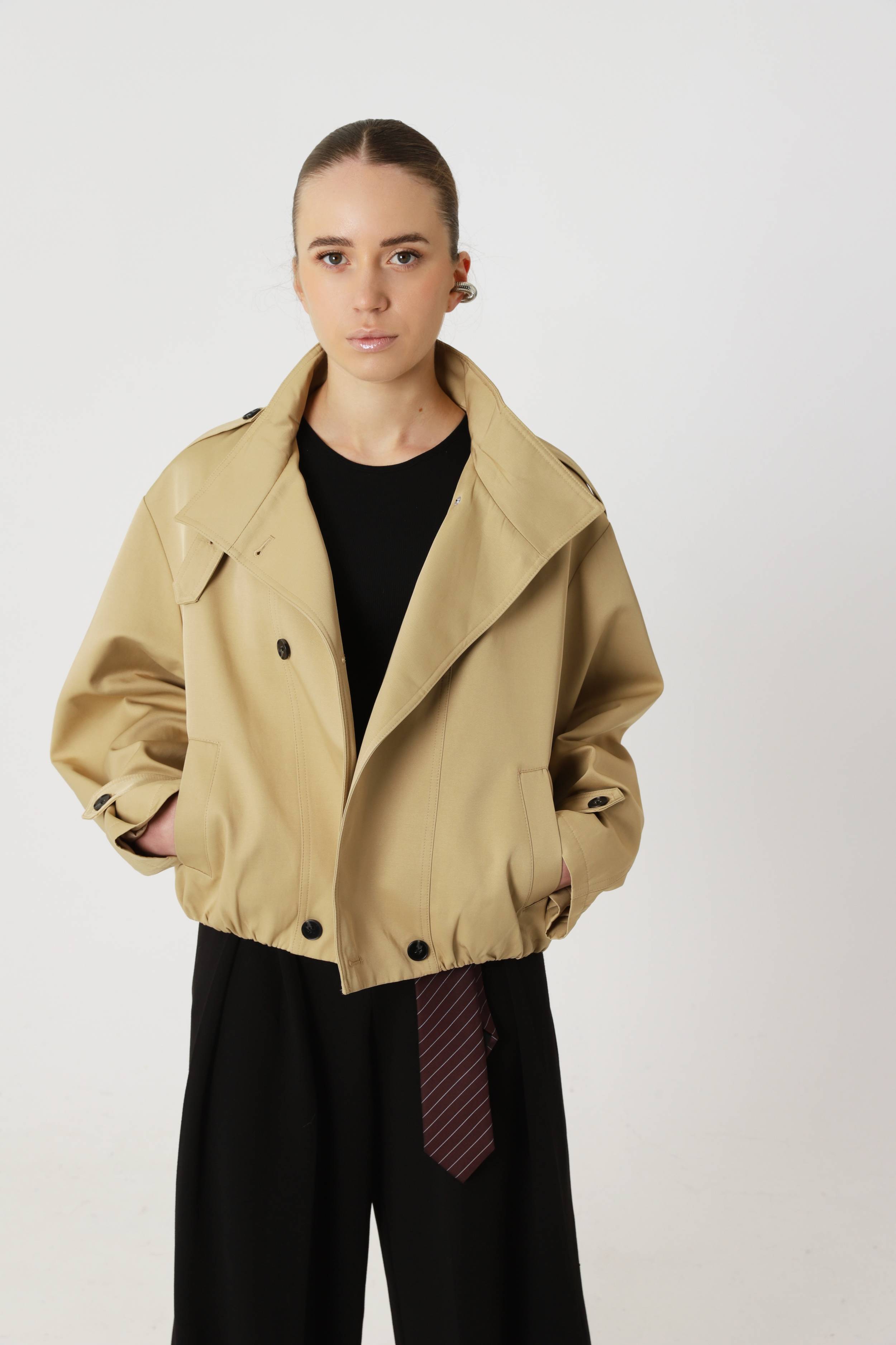 Cropped trench coat