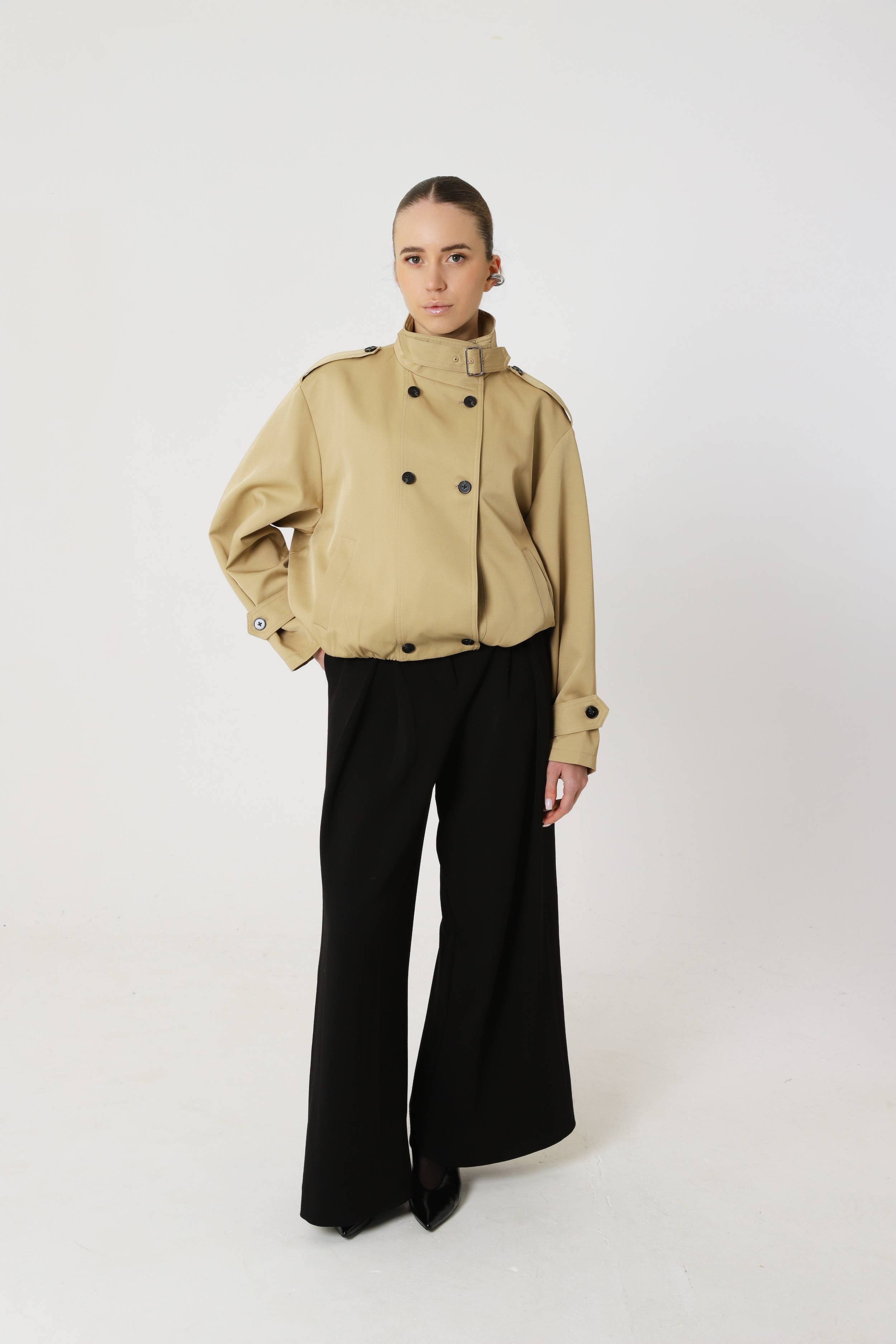 Cropped trench coat