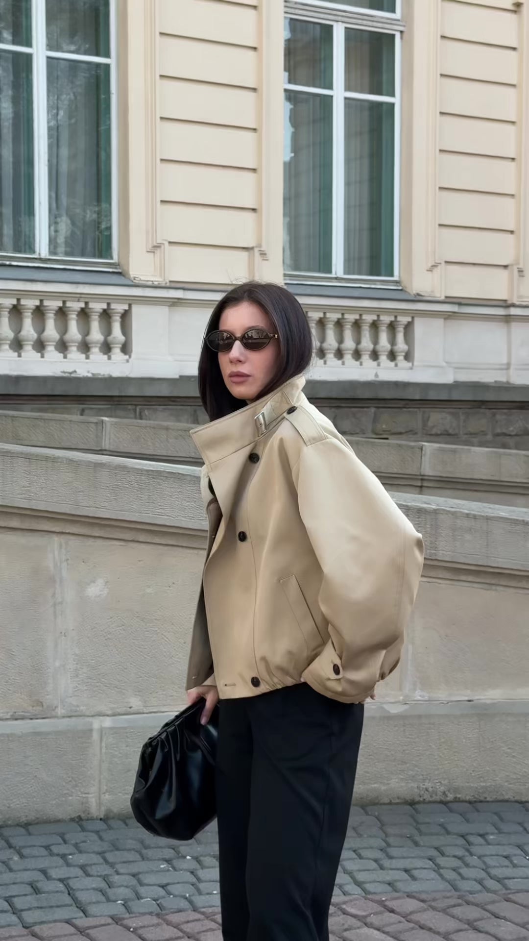 Cropped trench coat