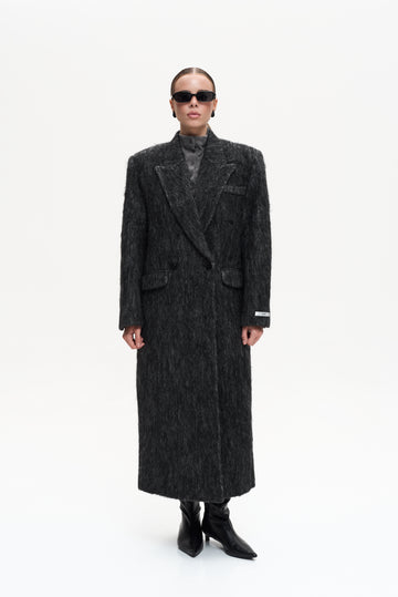 MAXI ALPACA GREY WOOL COAT