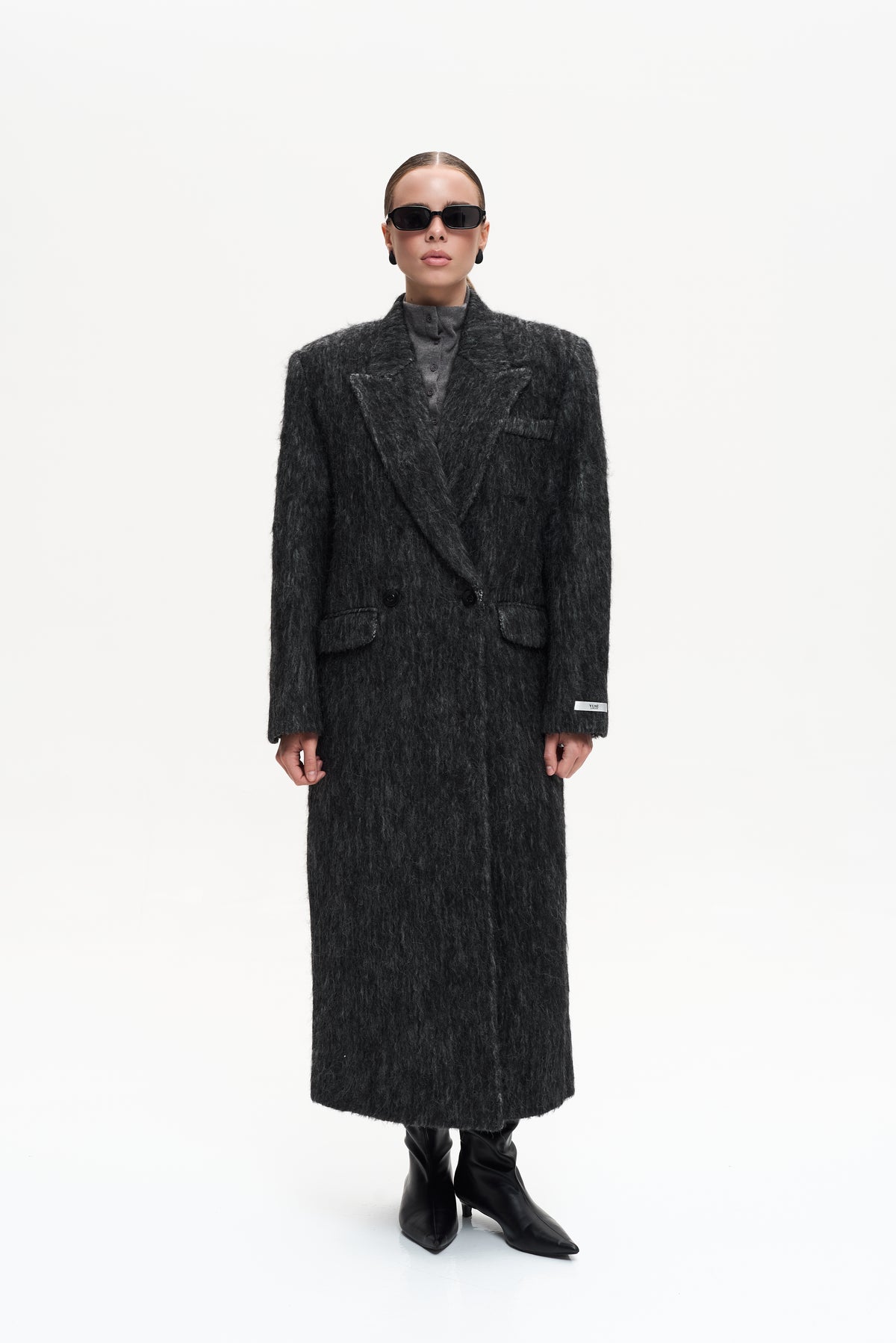 MAXI ALPACA GREY WOOL COAT