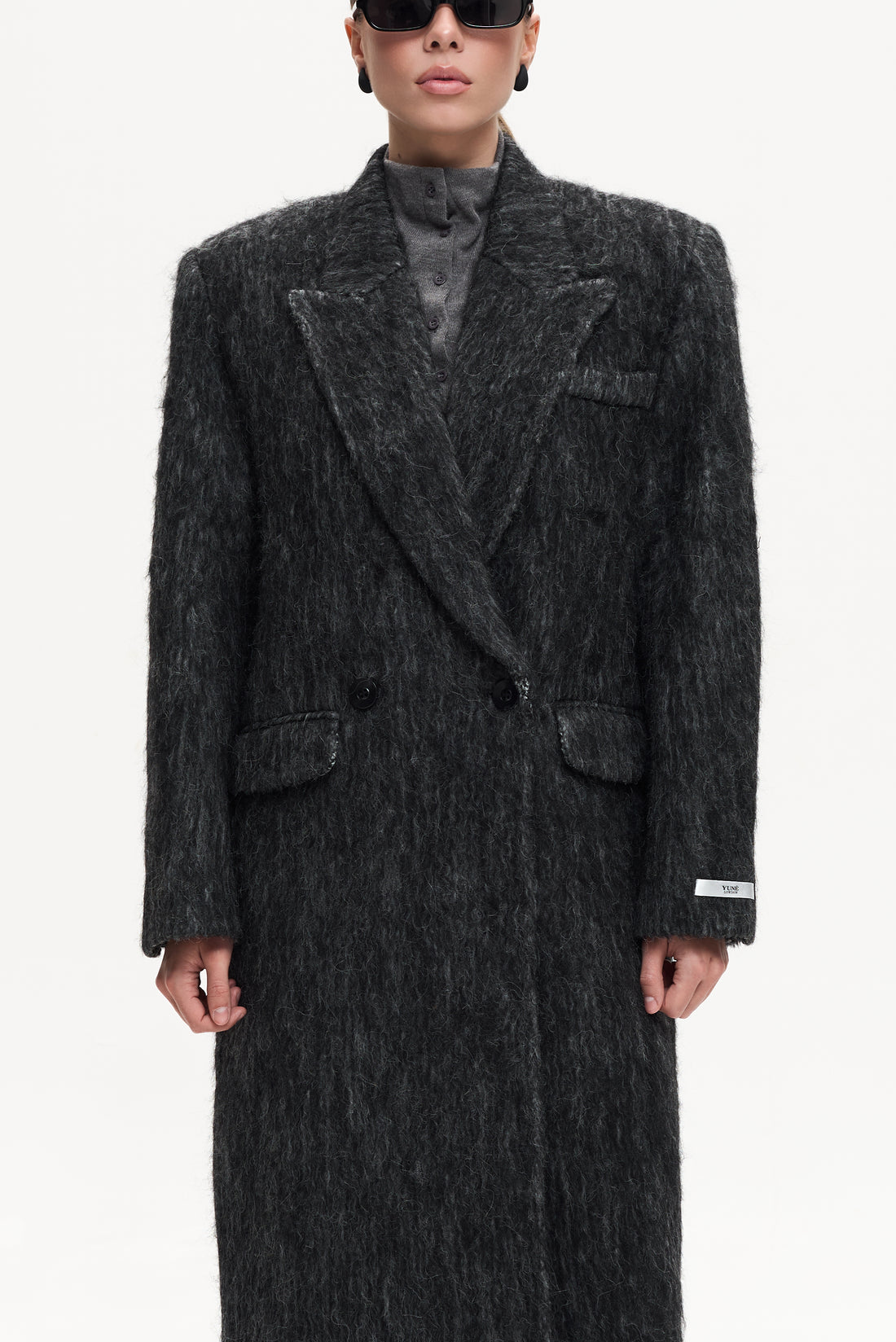 MAXI ALPACA GREY WOOL COAT