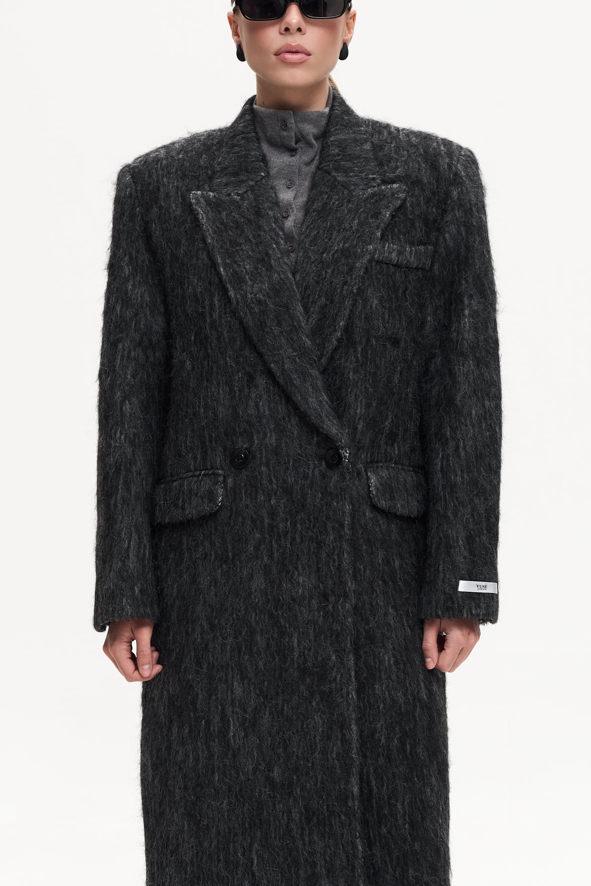 MAXI ALPACA GREY WOOL COAT