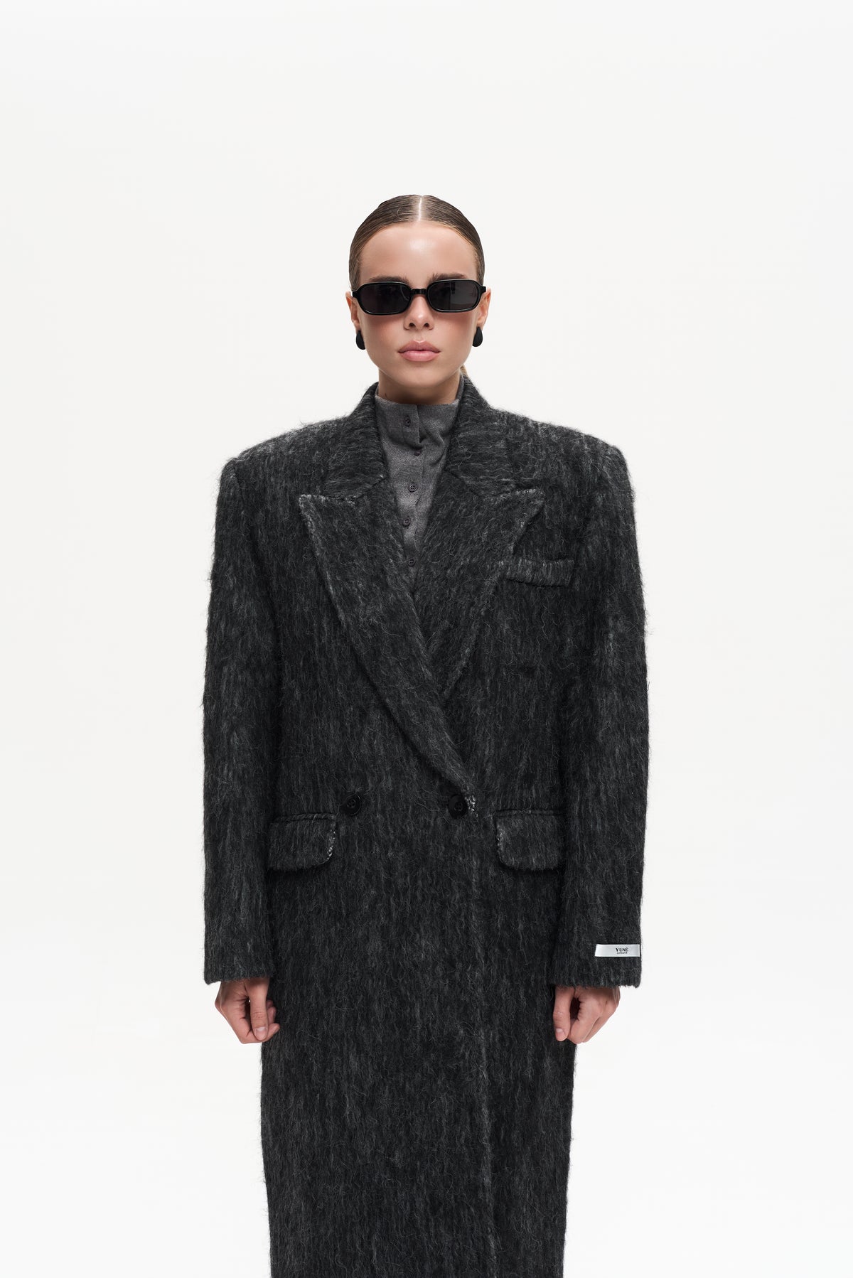 MAXI ALPACA GREY WOOL COAT