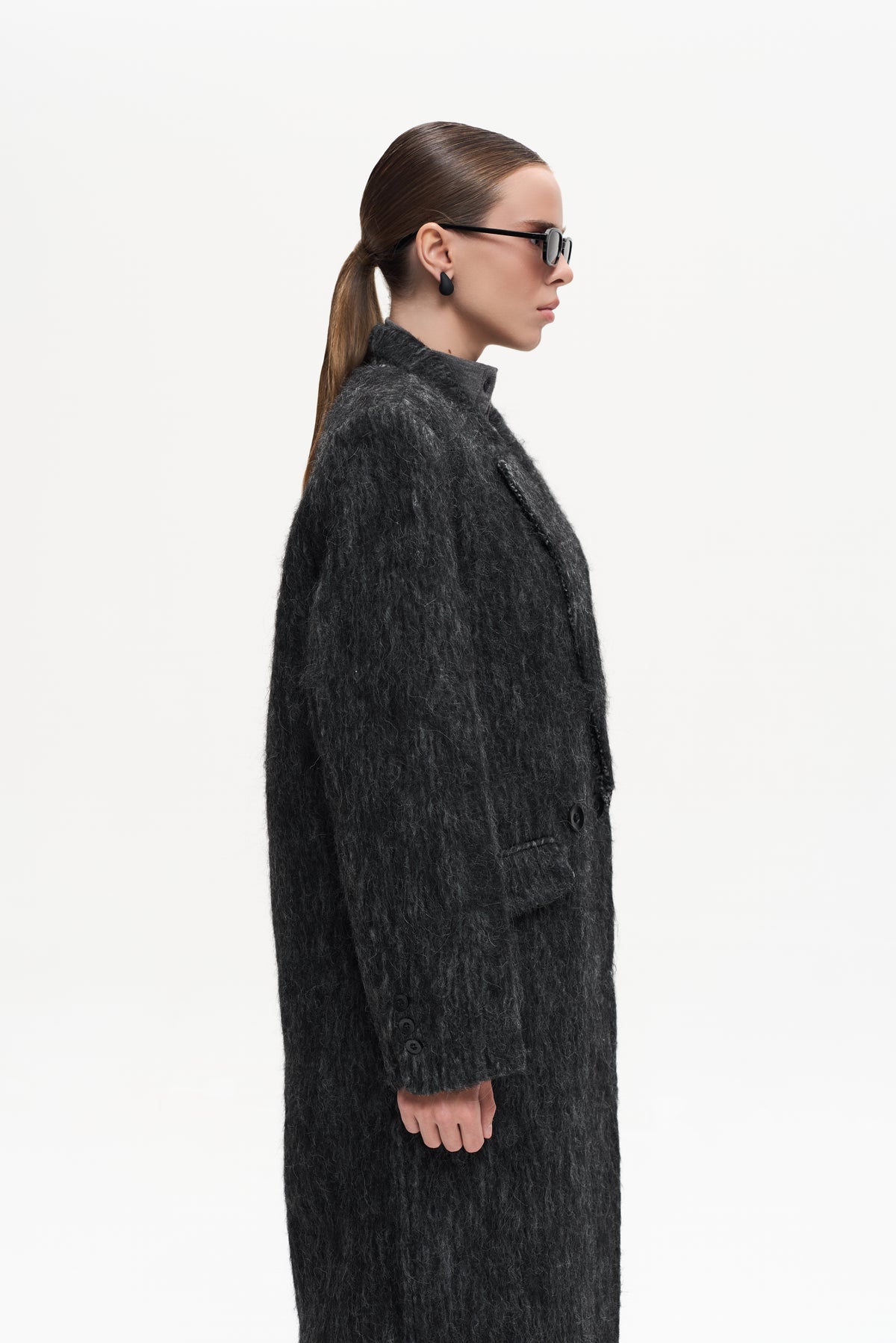 MAXI ALPACA GREY WOOL COAT