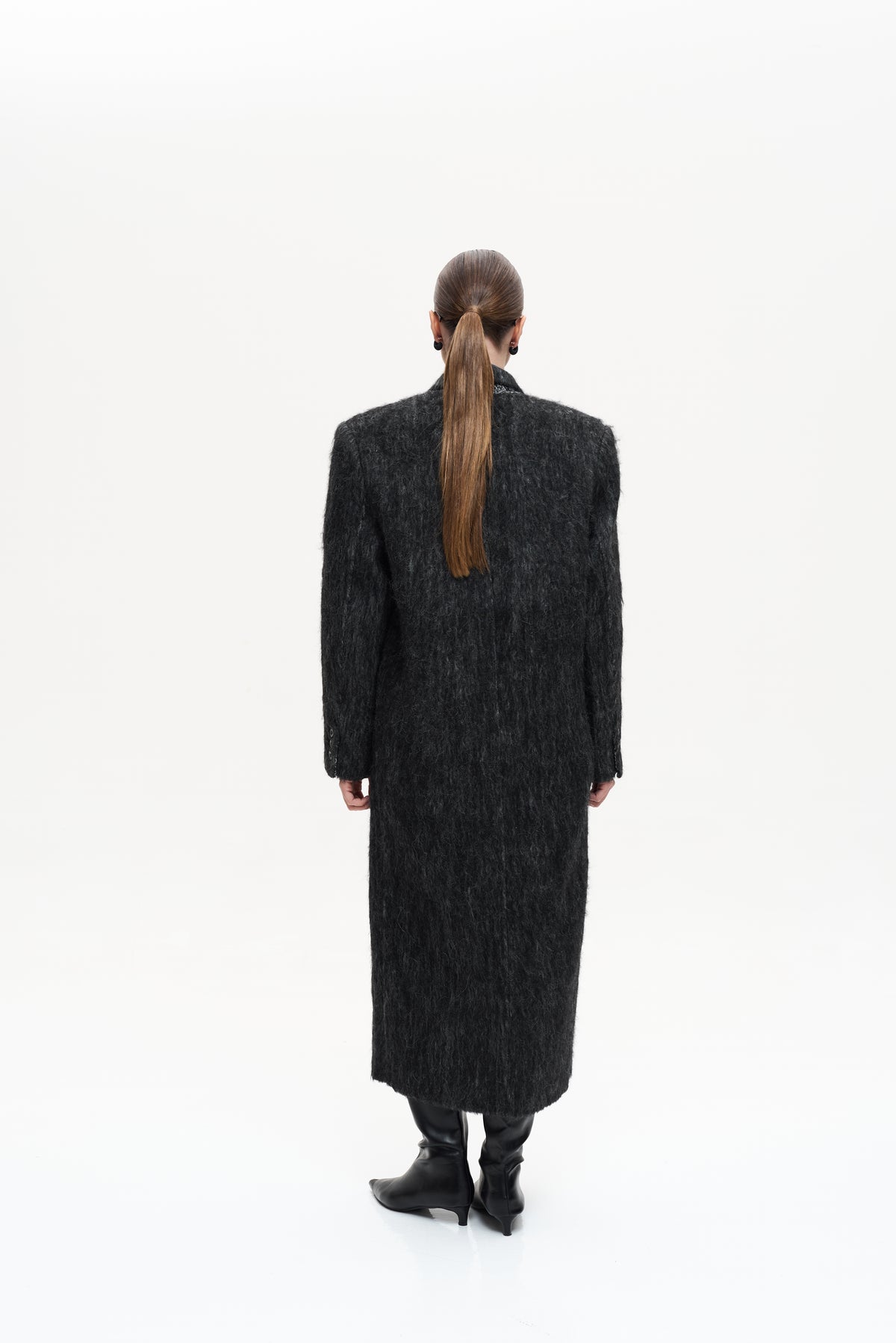 MAXI ALPACA GREY WOOL COAT