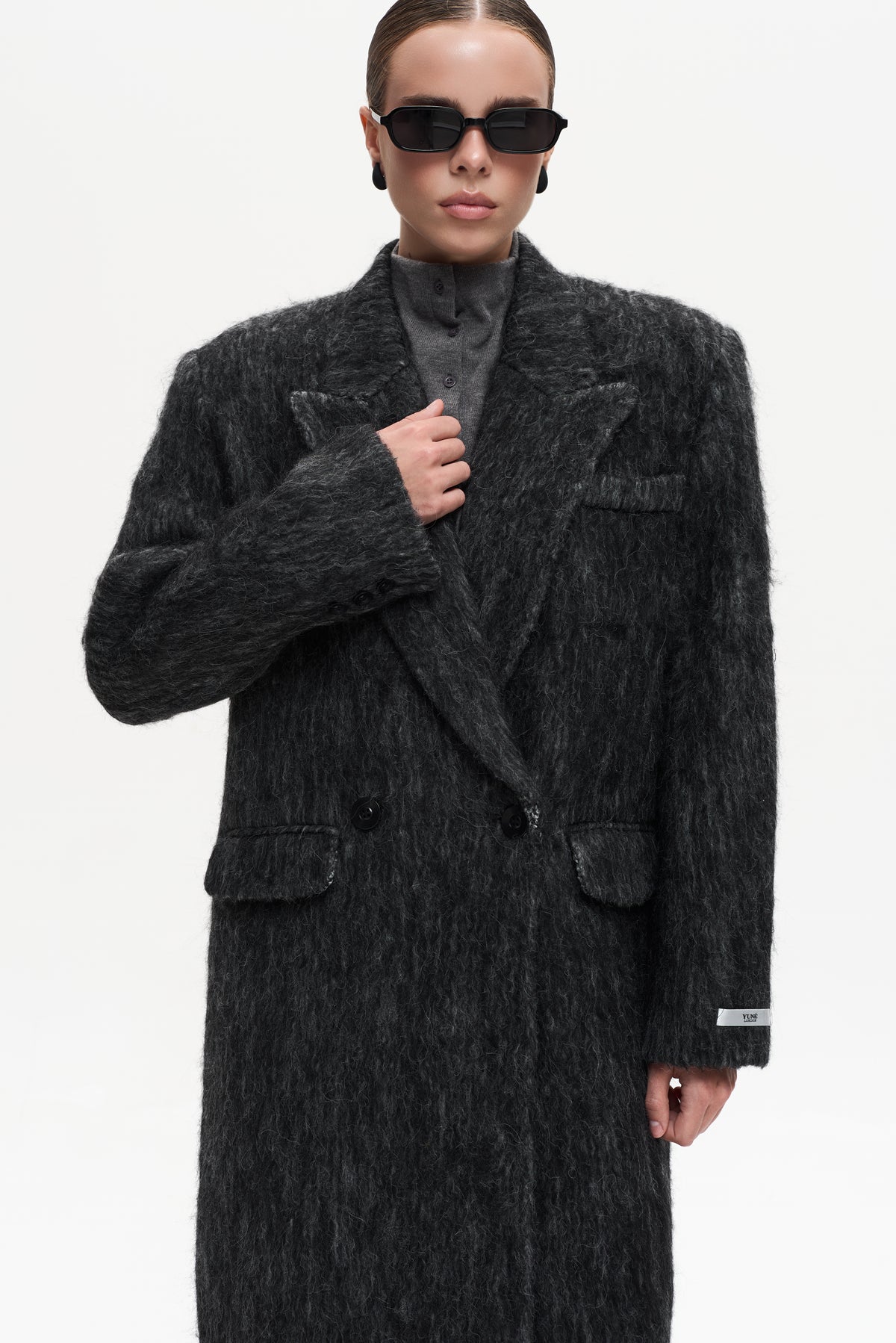 MAXI ALPACA GREY WOOL COAT