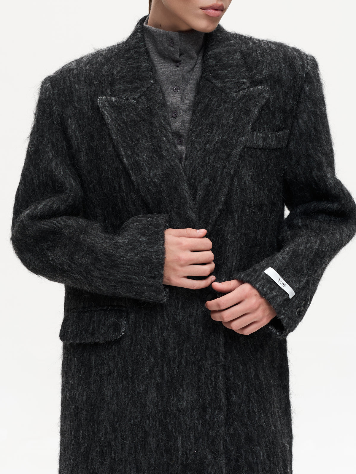 MAXI ALPACA GREY WOOL COAT