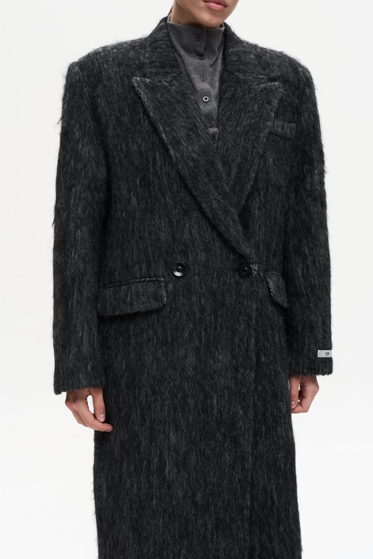 MAXI ALPACA GREY WOOL COAT