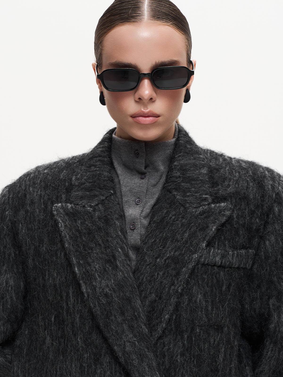 MAXI ALPACA GREY WOOL COAT