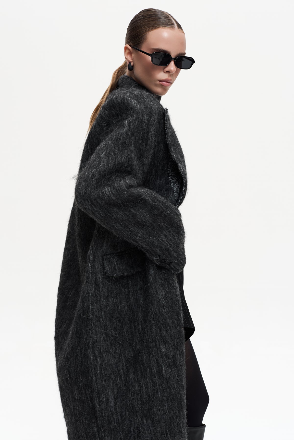 MAXI ALPACA GREY WOOL COAT
