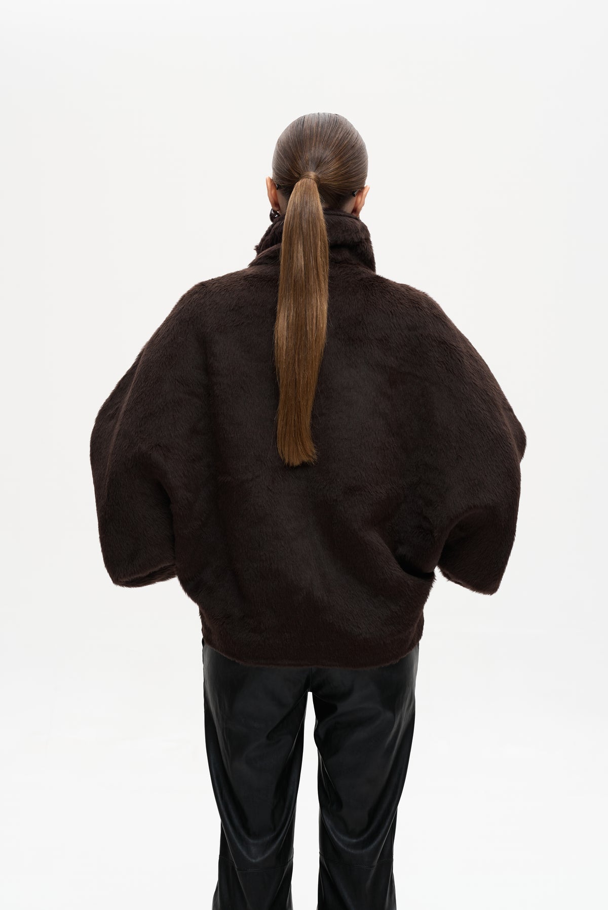 ALPACA WOOL BROWN COAT - JACKET