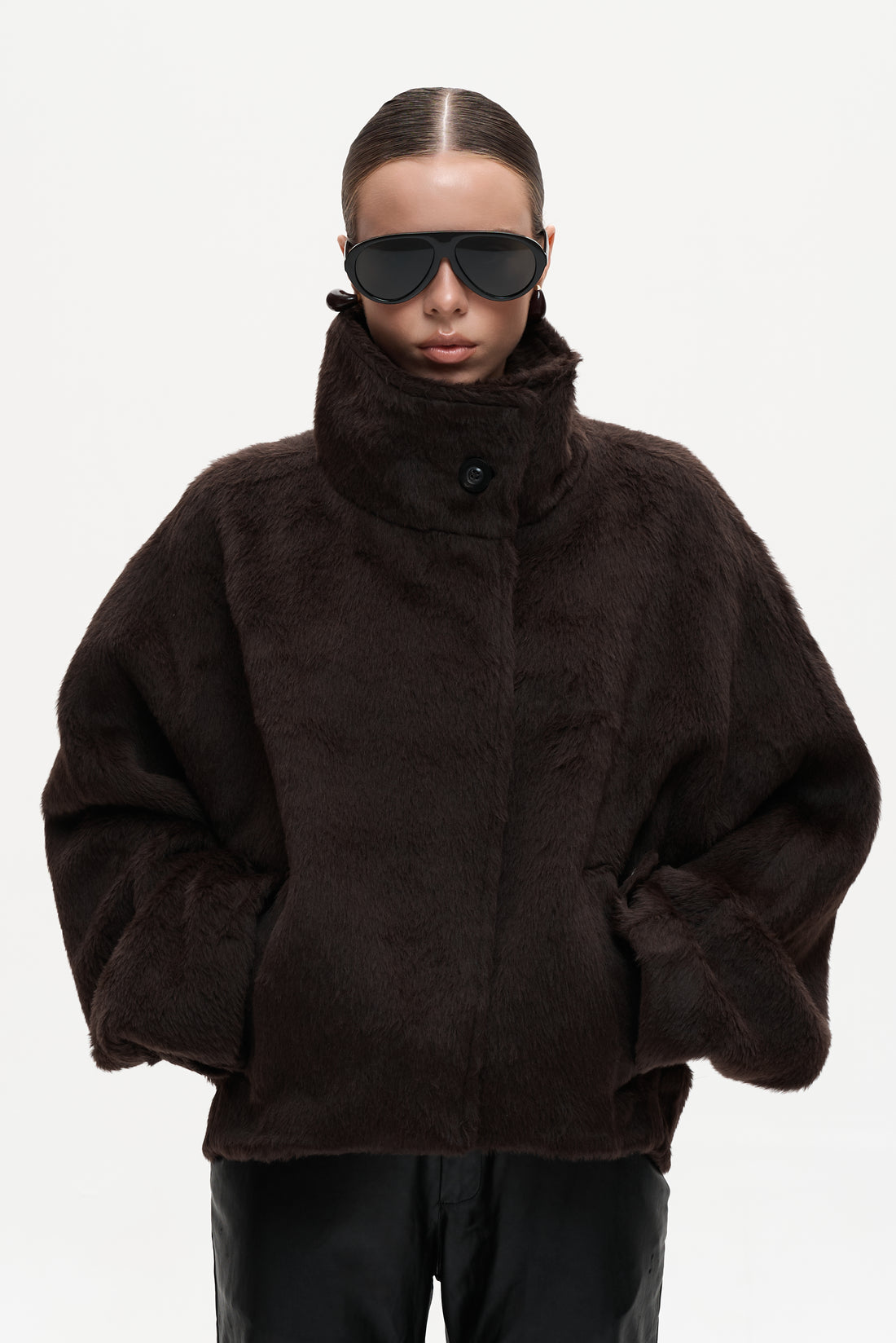 ALPACA WOOL BROWN COAT - JACKET