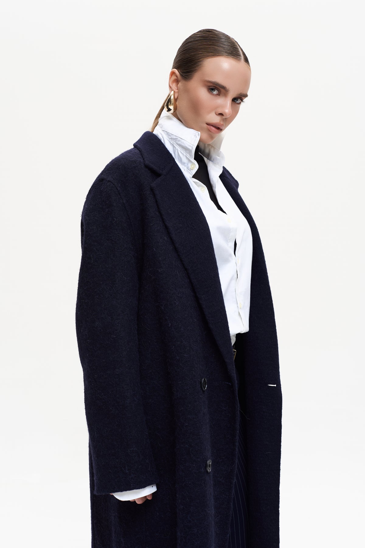 MAXI NAVY ALPACA COAT