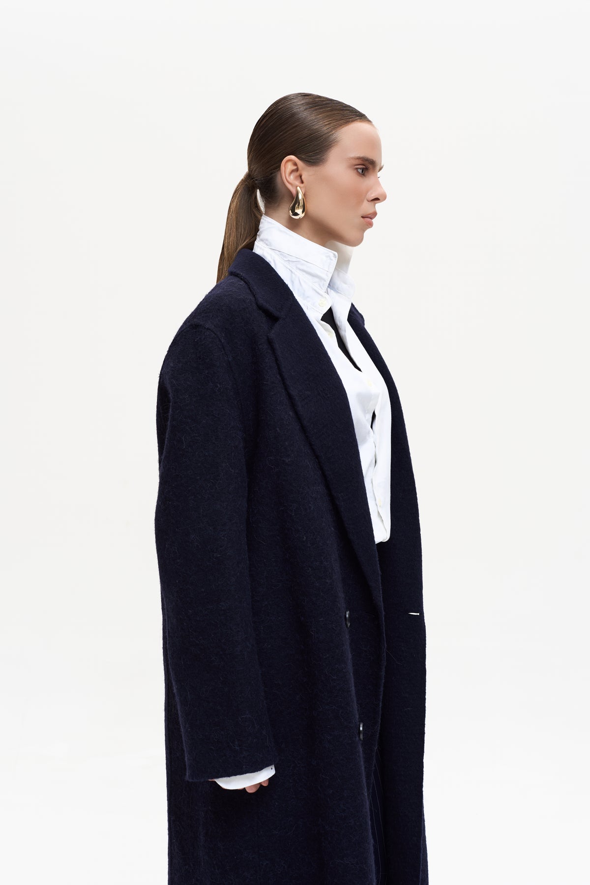 MAXI NAVY ALPACA COAT