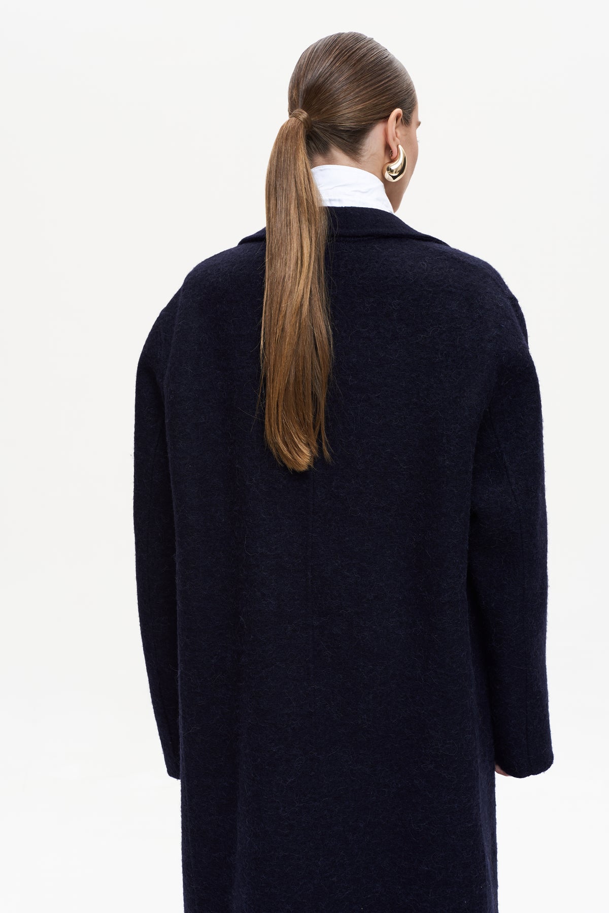 MAXI NAVY ALPACA COAT