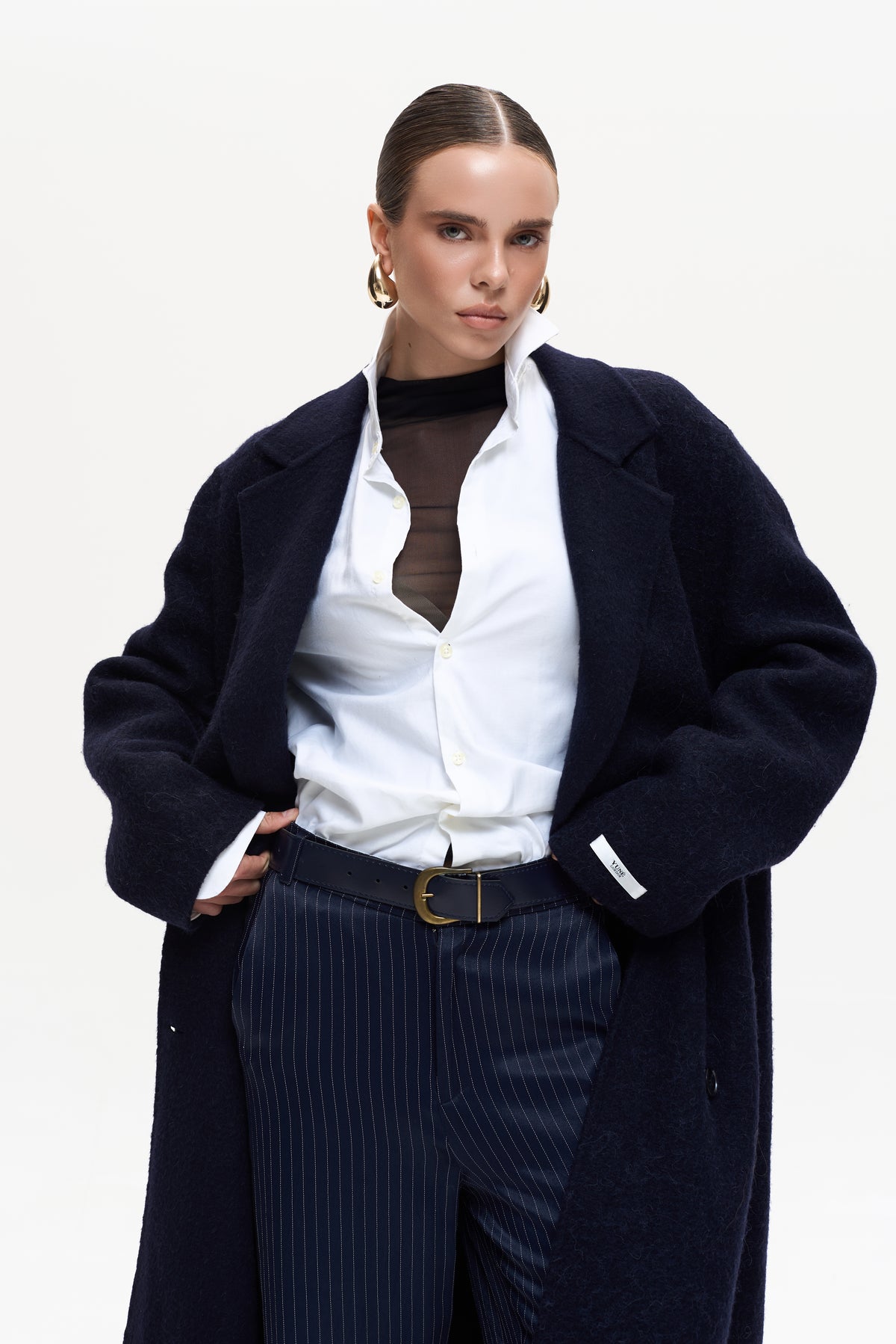 MAXI NAVY ALPACA COAT