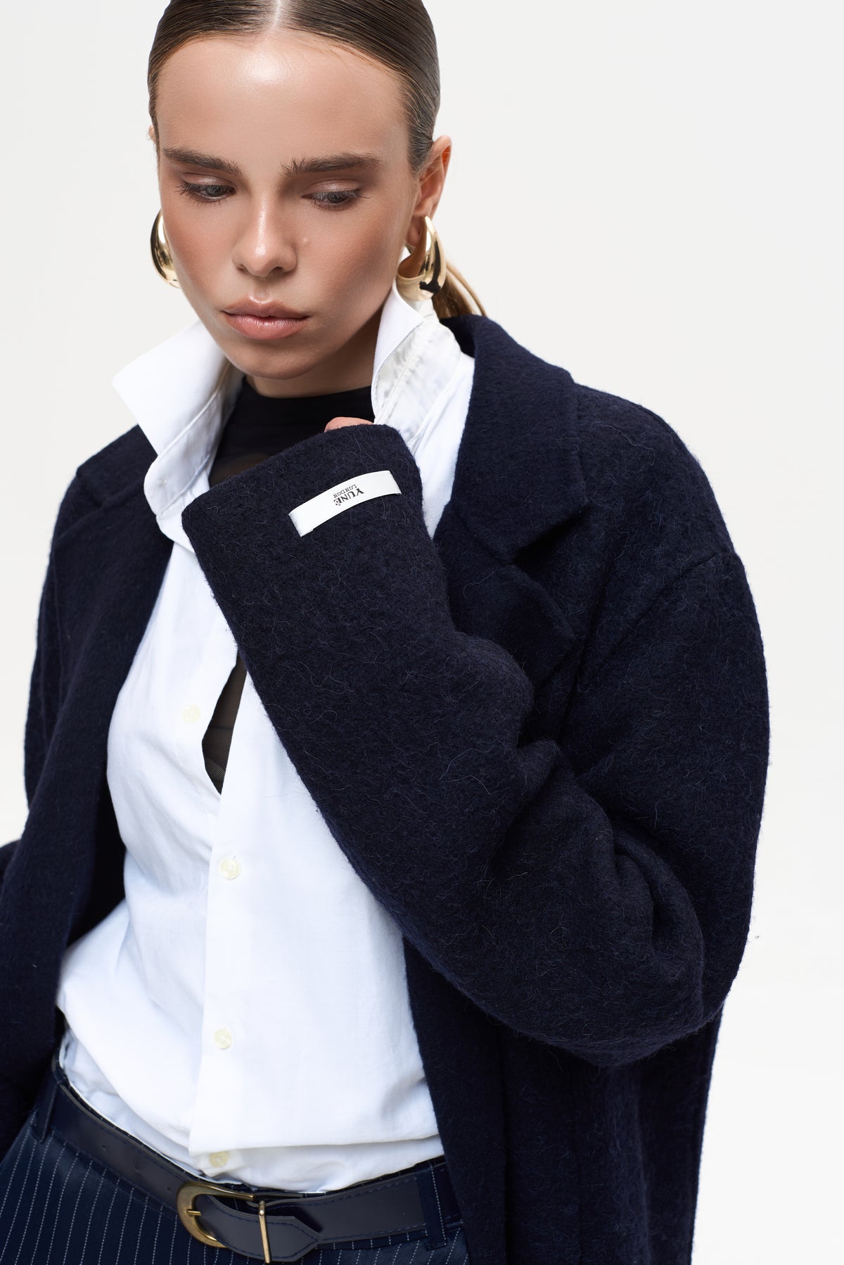 MAXI NAVY ALPACA COAT