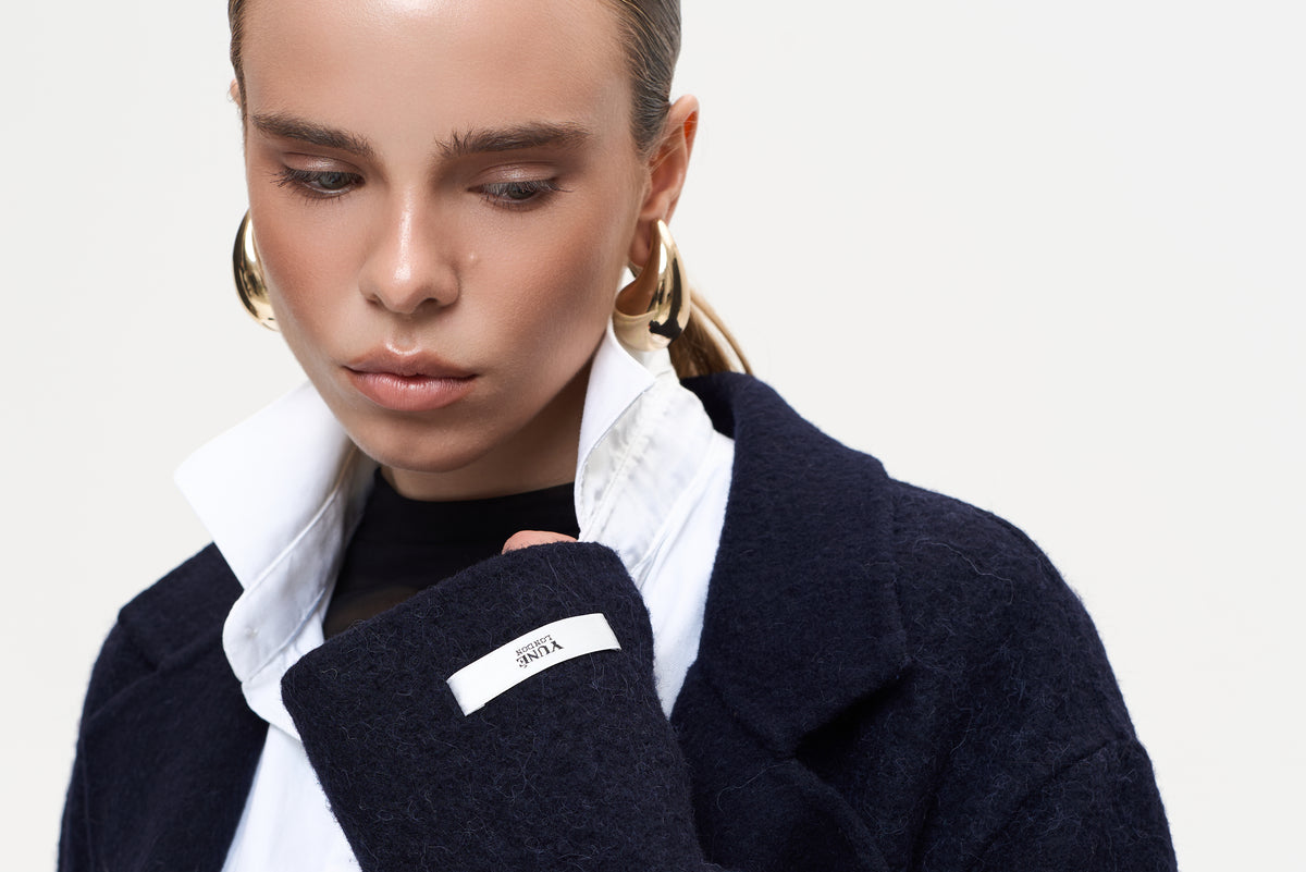 MAXI NAVY ALPACA COAT