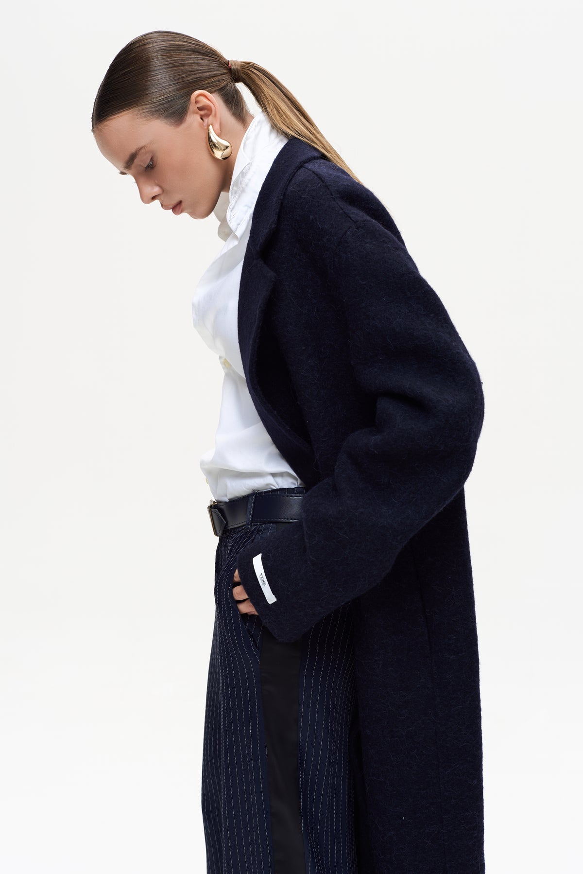 MAXI NAVY ALPACA COAT