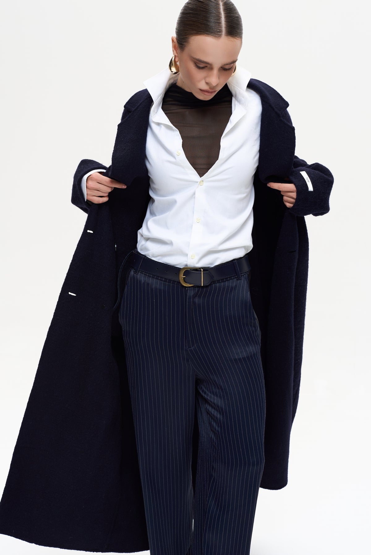 MAXI NAVY ALPACA COAT