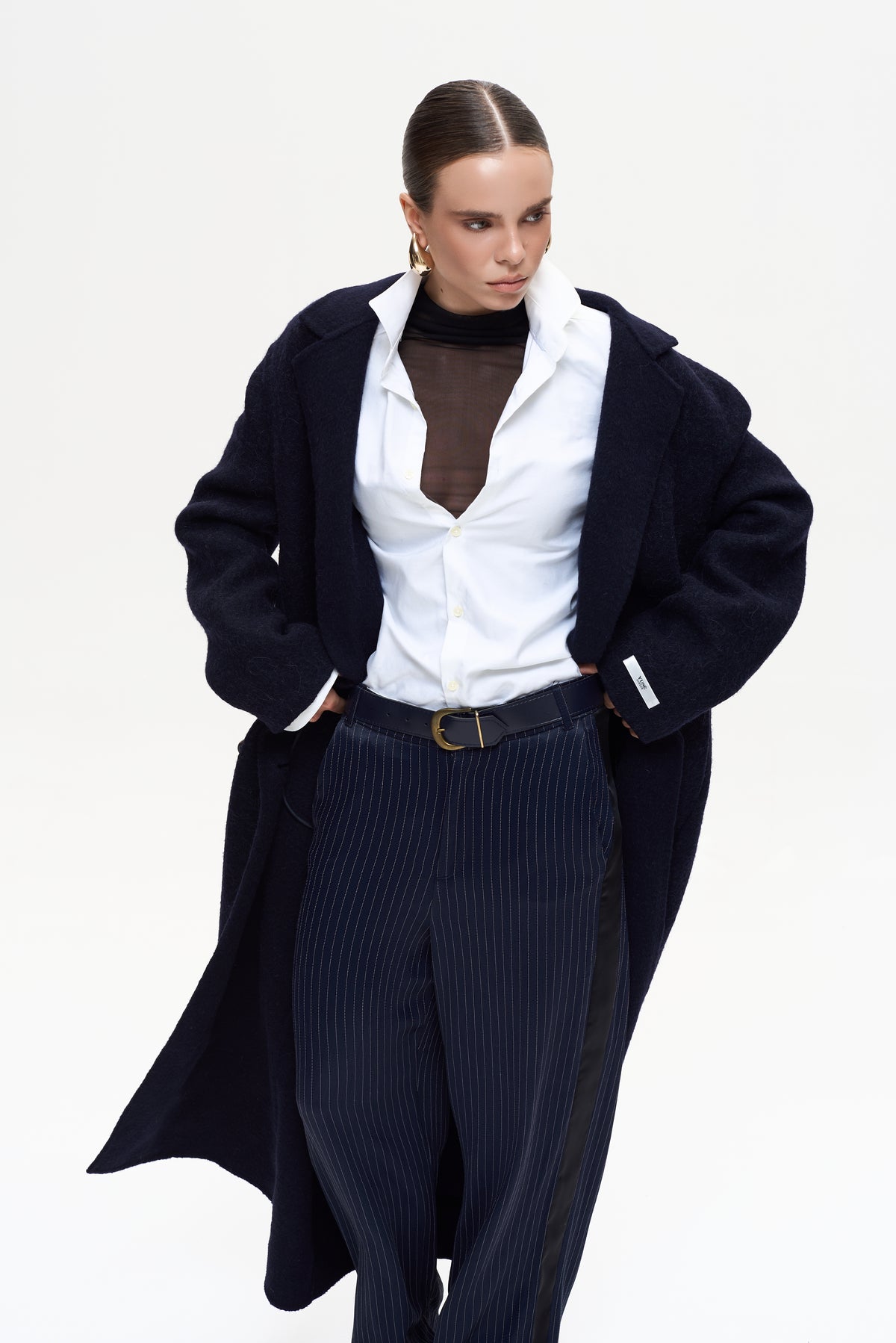 MAXI NAVY ALPACA COAT