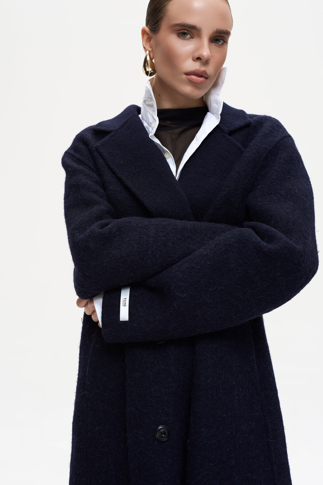 MAXI NAVY ALPACA COAT