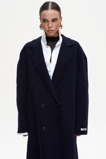 MAXI NAVY ALPACA COAT