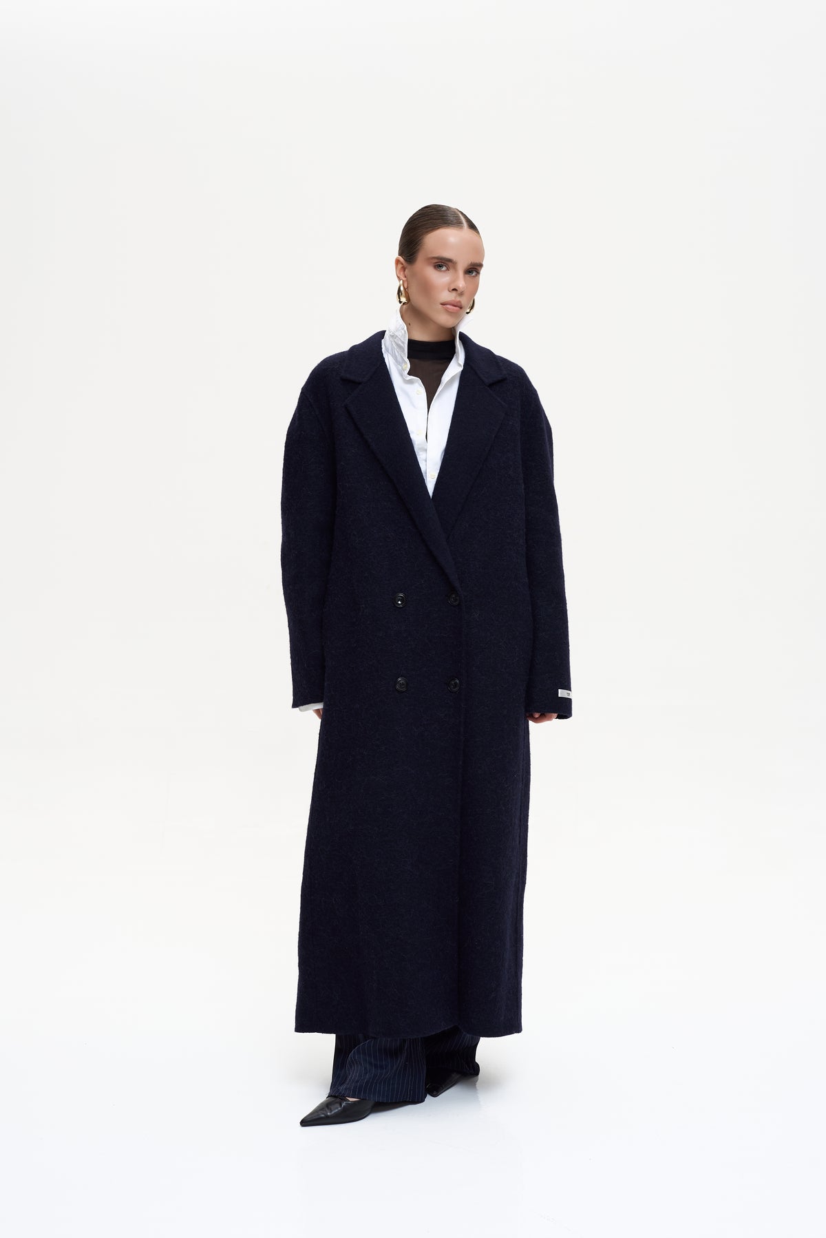 MAXI NAVY ALPACA COAT